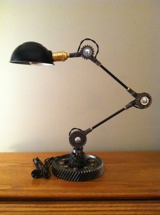Vintage Industrial Desk Lamp - Machine Age Task Light - Cast Iron - Steampunk photo