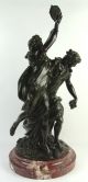 Antique 19thc Marble & Bronze Sculpture Clodion Dancing Nymphs With Tambourine Metalware photo 7