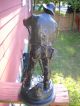 Vintage Metal Statue Of Farmer Signed By Le Breton Metalware photo 4
