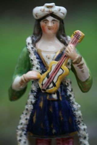 Mid 19th C Staffordshire: Sultan Figurine With Stringed Instrument C1840 photo