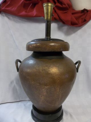 Vtg Arts Crafts Pot Belly Regency Hammered Copper Lamp Handel Chapman Van Erp photo