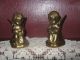 Pair Antique Turn Of The Century Brass Praying Angel Christmas Candle Holders Metalware photo 3