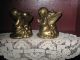 Pair Antique Turn Of The Century Brass Praying Angel Christmas Candle Holders Metalware photo 4