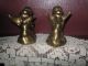 Pair Antique Turn Of The Century Brass Praying Angel Christmas Candle Holders Metalware photo 5
