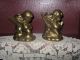 Pair Antique Turn Of The Century Brass Praying Angel Christmas Candle Holders Metalware photo 6