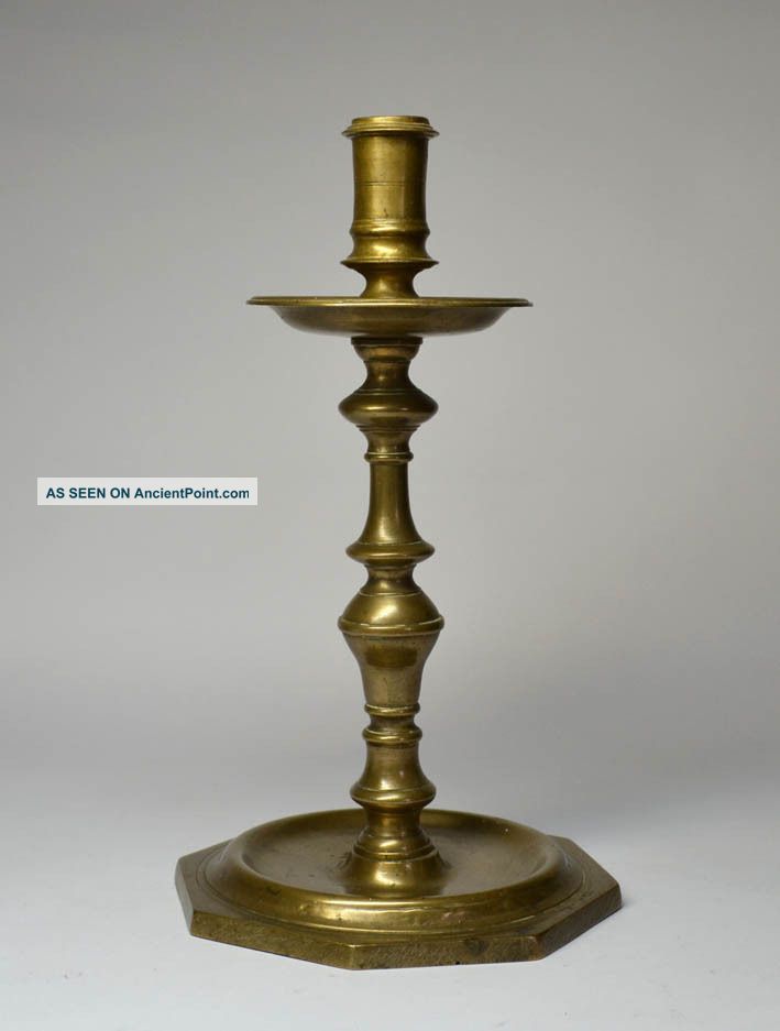Tall 17th Century Bronze Candlestick Metalware photo