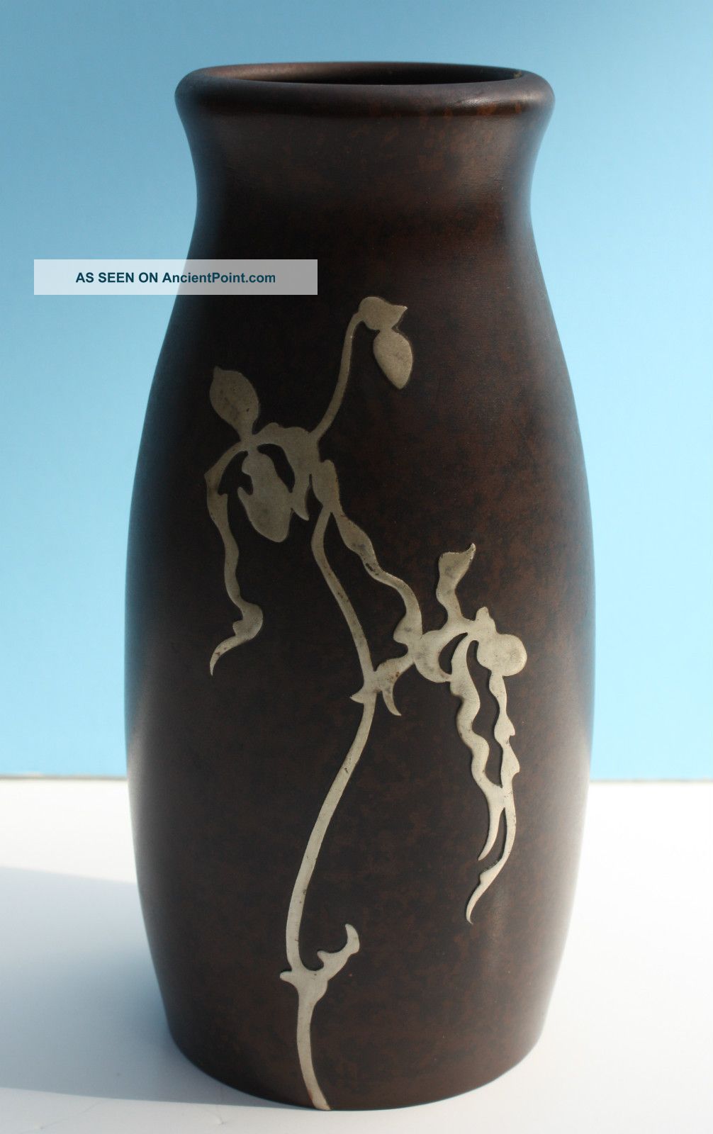 1912 Arts & Crafts Sterling On Bronze Heintz Vase 3758 Metalware photo