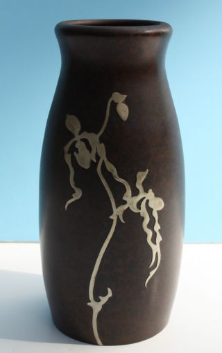 1912 Arts & Crafts Sterling On Bronze Heintz Vase 3758 photo