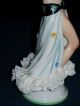 Antique German Dresden Lace Art Deco Lady Exotic Dancer Porcelain Figurine Figurines photo 9