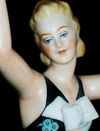 Antique German Dresden Lace Art Deco Lady Exotic Dancer Porcelain Figurine photo