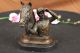 Wonderful Pure Bronze Horse And Jockey Racehorse Statue Sculpture On Marble Base Metalware photo 1