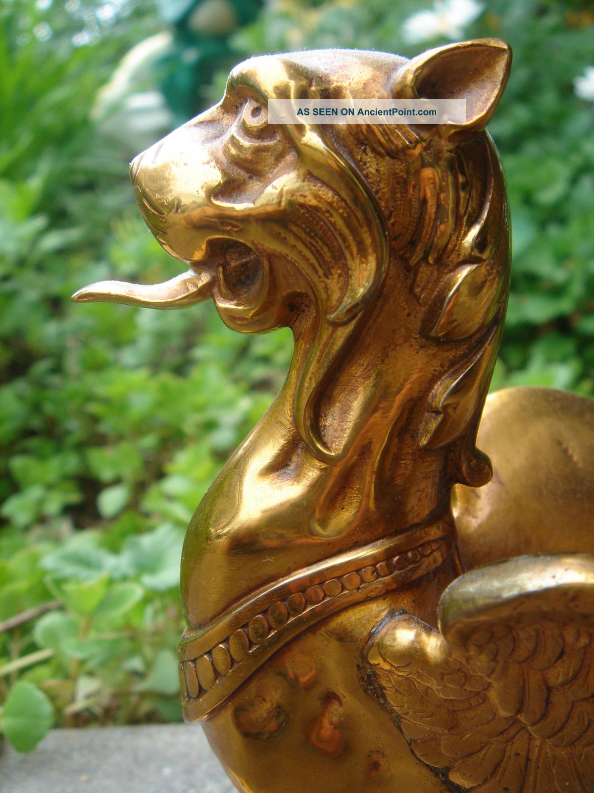 Ormalu 24kt Gold/bronze Winged Griffin/dragon/gargoyle Mascot/hood Ornament Metalware photo