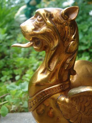 Ormalu 24kt Gold/bronze Winged Griffin/dragon/gargoyle Mascot/hood Ornament photo