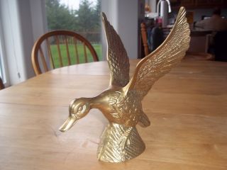 Vintage Heavy Brass Collectible Mallard Duck Figure Statue Paper Weight photo