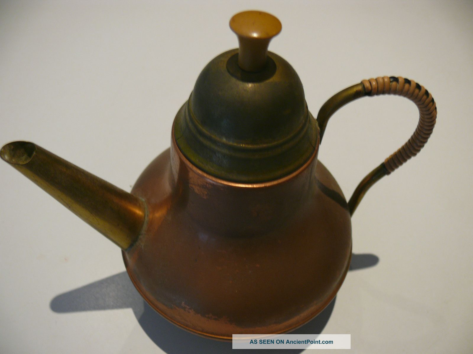 Antique Copper And Brass Tea Kettle Made In Holland 7 Inches High Metalware photo