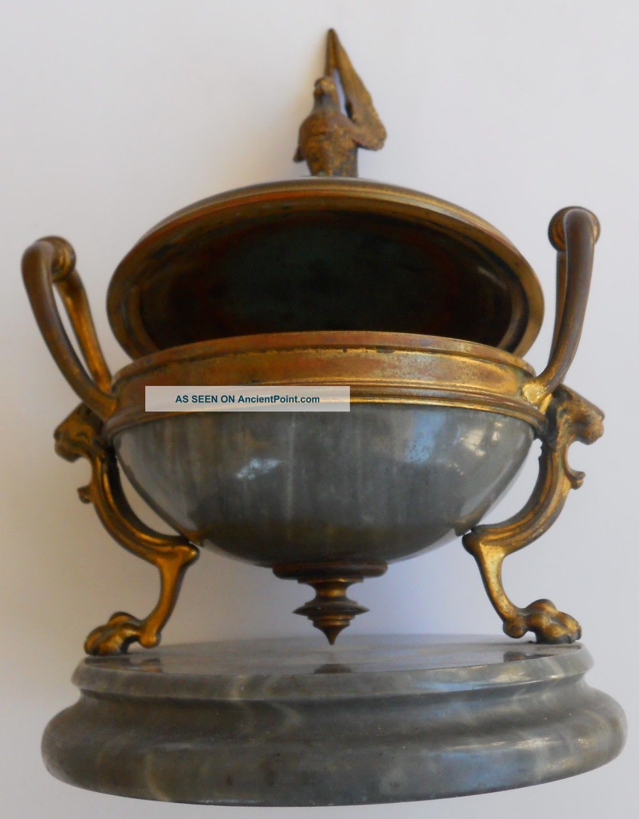 French Empire,  Bronze & Marble Antique Inkwell,  France Metalware photo