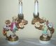 French Porcelain Figures & Flowers Gilt Bronze & Tole Boudoir Lamps Pair Lamps photo 4