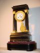 French Brass Inlaid Ebonised Portico Mantle Clock Circa 1860 Whith Its Base Clocks photo 1