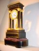 French Brass Inlaid Ebonised Portico Mantle Clock Circa 1860 Whith Its Base Clocks photo 3