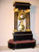 French Brass Inlaid Ebonised Portico Mantle Clock Circa 1860 Whith Its Base Clocks photo 4