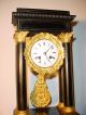 French Brass Inlaid Ebonised Portico Mantle Clock Circa 1860 Whith Its Base Clocks photo 5