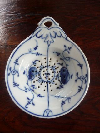 Hand Painted Antique Vtg Blue Onion Germany Tea Strainer Bag Holder Blue & White photo