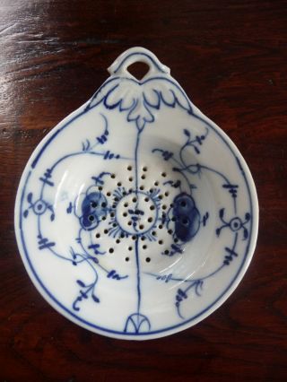 Hand Painted Antique Vtg Blue Onion Germany Tea Strainer Bag Holder Blue & White photo