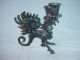 Vintage Gothic Black Iron Griffin Candle Holders Pair Halloween Metalware photo 4