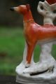 Interesting & Orig.  19th C.  Staffordshire Greyhound With Rabbit & Spill Vase Figurines photo 1