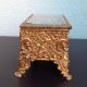 Antique Rococo C.  1900 Gold Gilt Metal Jewelry Box Beveled Glass Royal Mfg Co Metalware photo 2