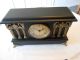 Antique Sessions Black Temple Style With Columns Mantle Shelf Clock Clocks photo 1