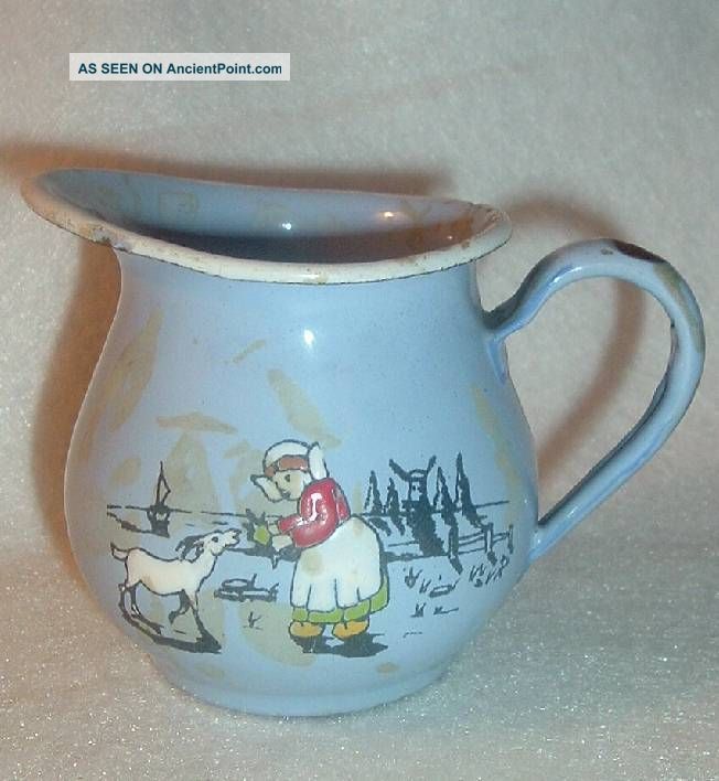 Old Germany Enamel Ware Childs Cream Pitcher Metalware photo