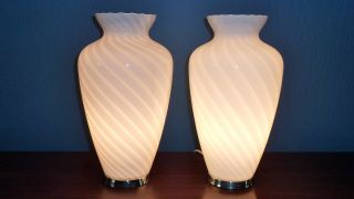 Pair Of Huge Vintage Murano Lamps Venini Style 1970 Ponti Colombo Space Age photo