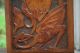 19th C.  Gothic Wooden Relief Carved Panel With Winged Gargoyle Carvings Carved Figures photo 1