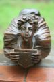 Stunning Early 19th C.  Gothic Wooden Oak Carving Of A Female With Shield C1820 Carved Figures photo 2