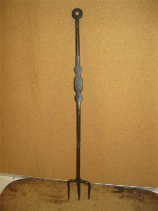 A Great 18th C Pennsylvania Decorated Roasting Fork In Surface photo