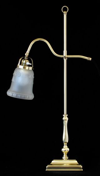 High Quality German Vintage Art Deco Desk Lamp,  Brass,  Completely Restored photo