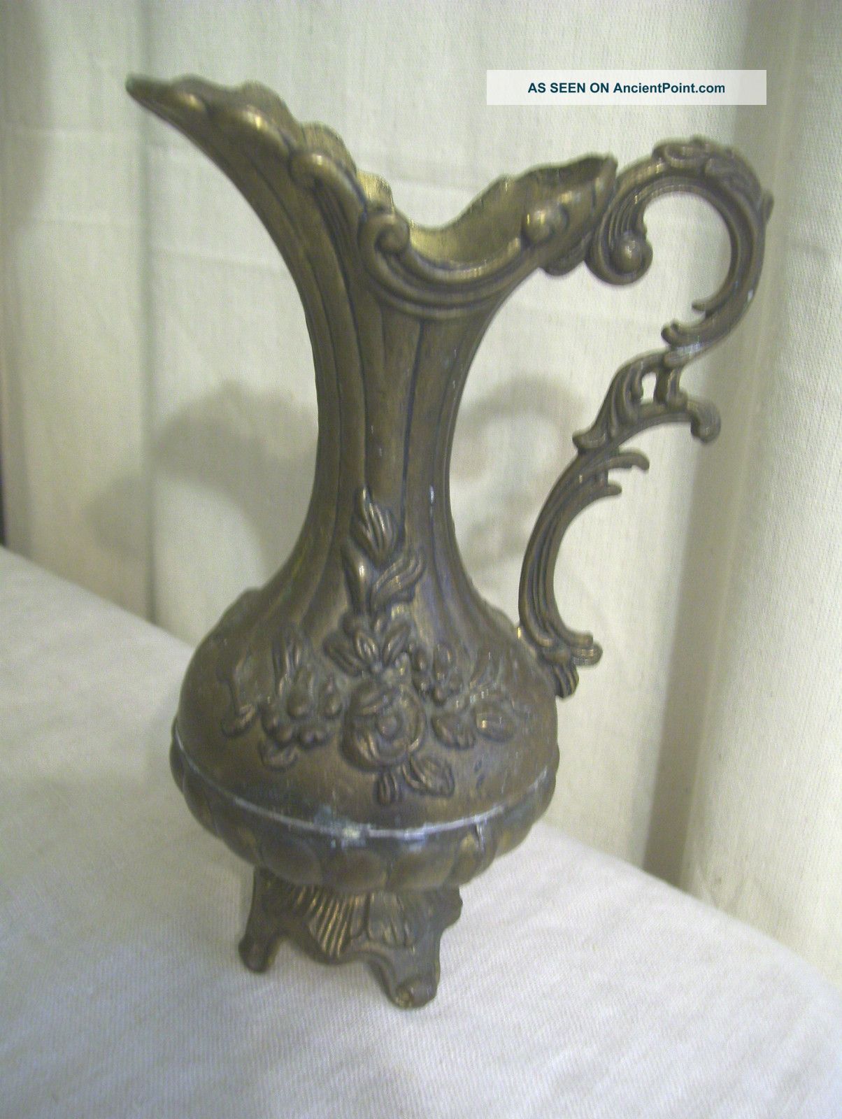 Vtg.  Italian Florentine Brass Pitcher - Vase Metalware photo