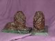Bronze Majestic Lion Set Antique Lions Statue Mounted On Marble Bases Heavy Metalware photo 9