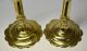 Pair Of 18th Century Brass Petal Based Candlesticks,  Trefoil Push - Ups Metalware photo 6