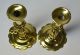 Pair Of 18th Century Brass Petal Based Candlesticks,  Trefoil Push - Ups Metalware photo 7