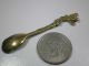 Vintage Set 4 Italian Figural Brass Salt Spoons Metalware photo 3