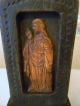 Old Russian Handcarved Wood 2 Types Christ Icon Folk Art Carved Wood Boxed Frame Carved Figures photo 1