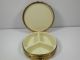 Antique Porcelain Top 3 - Section Divided Pill Box Gilded Metal Romantic Scene Metalware photo 2