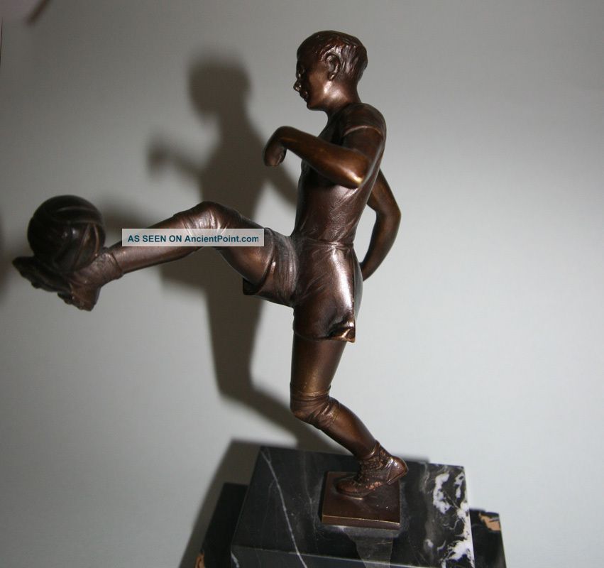 Bronze Figurine Football / Soccer Star,  C.  1900 Metalware photo
