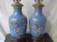 Antique Chinese Cloisonne Enamel Brass Pair Set Vase As A Table Lamp Nr Vases photo 1