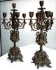 Two Antique Baroque Bronze Candelabras Lamps photo 3