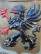 Vintage Swedish Crown/rampant Winged Griffin Painted Metal Armorial Crest/shield Metalware photo 3