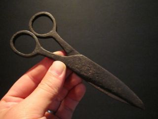 18th 19th C Colonial Antique Wrought Iron Scissors Shears Signed photo