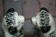 Pair Of 19th C.  Large Staffordshire Black & White Seated Hearth Dogs Figurines photo 6
